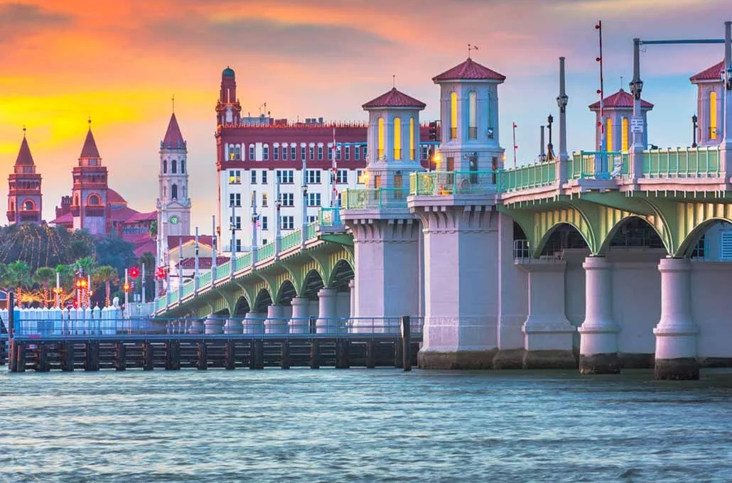 St. Augustine homes and historic architecture near the waterfront